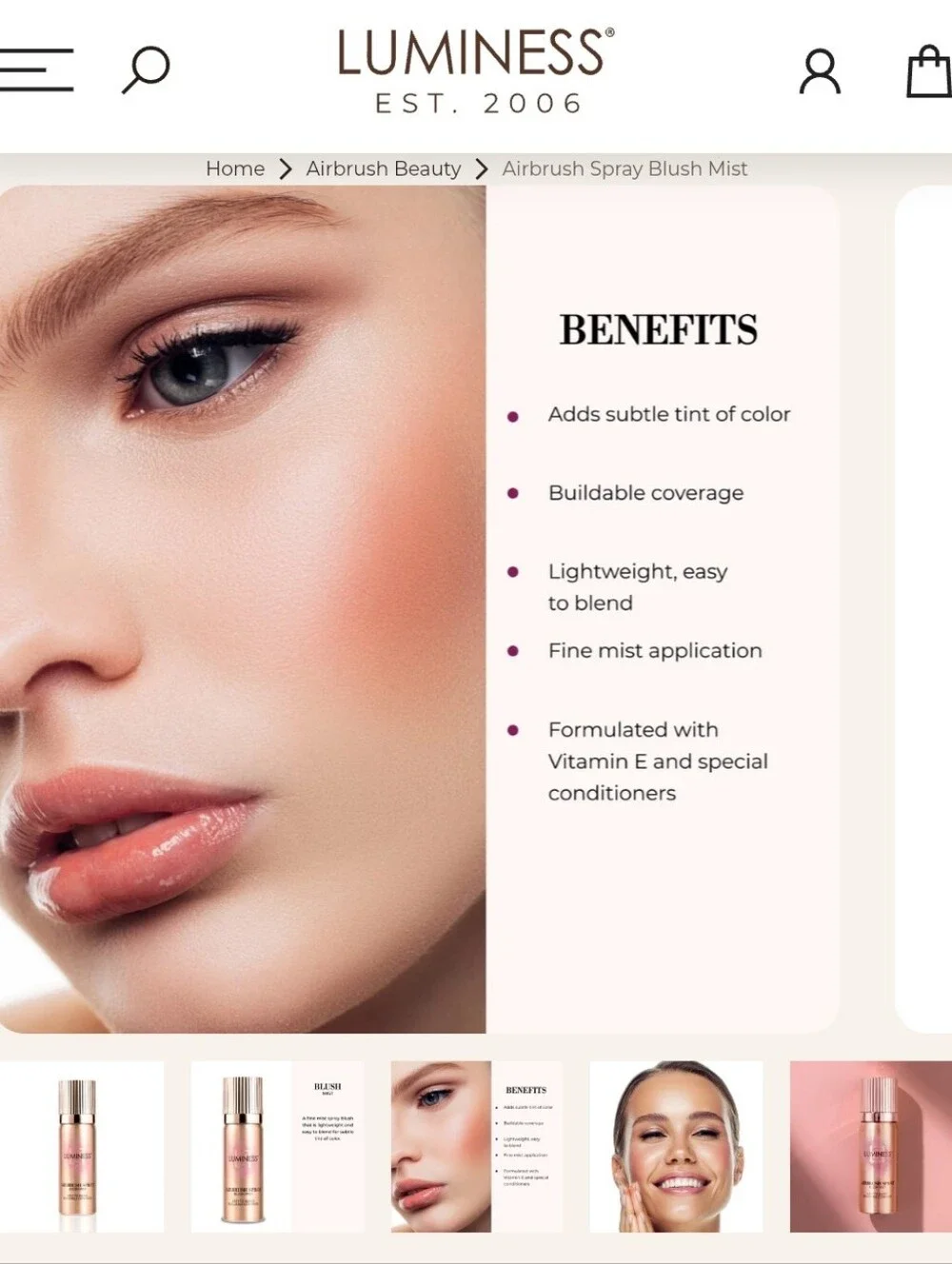 Brand New - Luminess Airbrush Spray Blush Mist, Charming Color